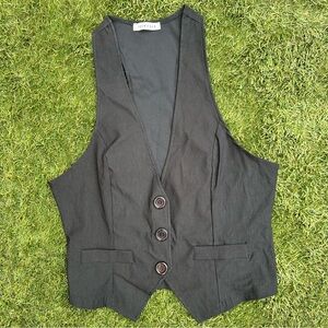 Vintage Y2K Fitted Front Button Vest Preppy Retro 90’s Suit Blazer V-Neck Vest M